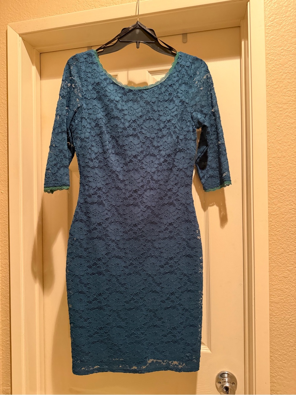 Laundry by Shelli Segal Teal Blue Floral Lace Sheath Dress Size 2